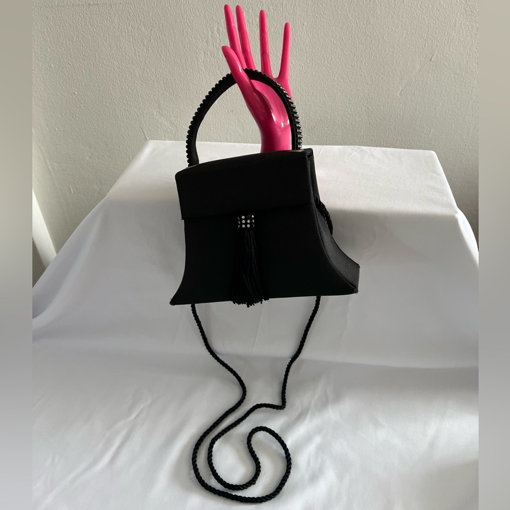 Elegant Crystal Handel Black Evening Bag Like New